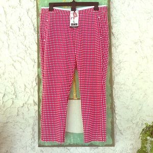Hue Red Checked Cropped Leggings